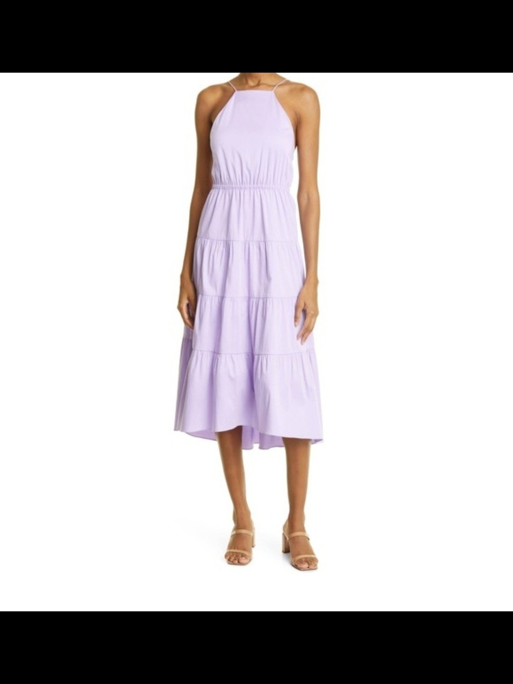 Alice + Olivia Lilac Halter Tiered Midi Dress